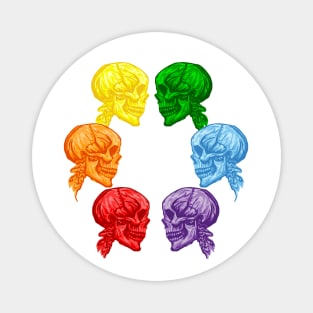 Artsy Rainbow Skulls in Love Magnet